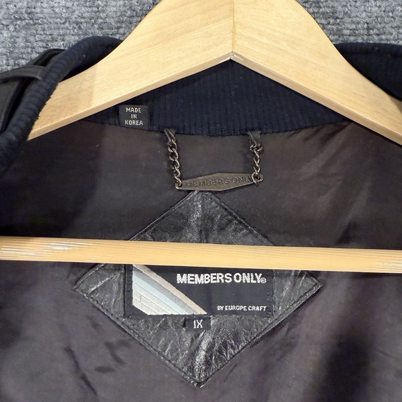 Vintage Members Only Leather Jacket Mens 1X Black Bomber Made in Korea 80s - Picture 8 of 9
